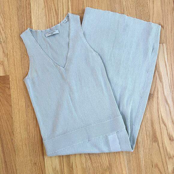 ALLSAINTS Rassa Ribbed drop waist sweater  Dress V-neck, sleeveless, small midi - Picture 2 of 13